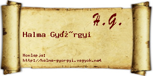 Halma Györgyi névjegykártya